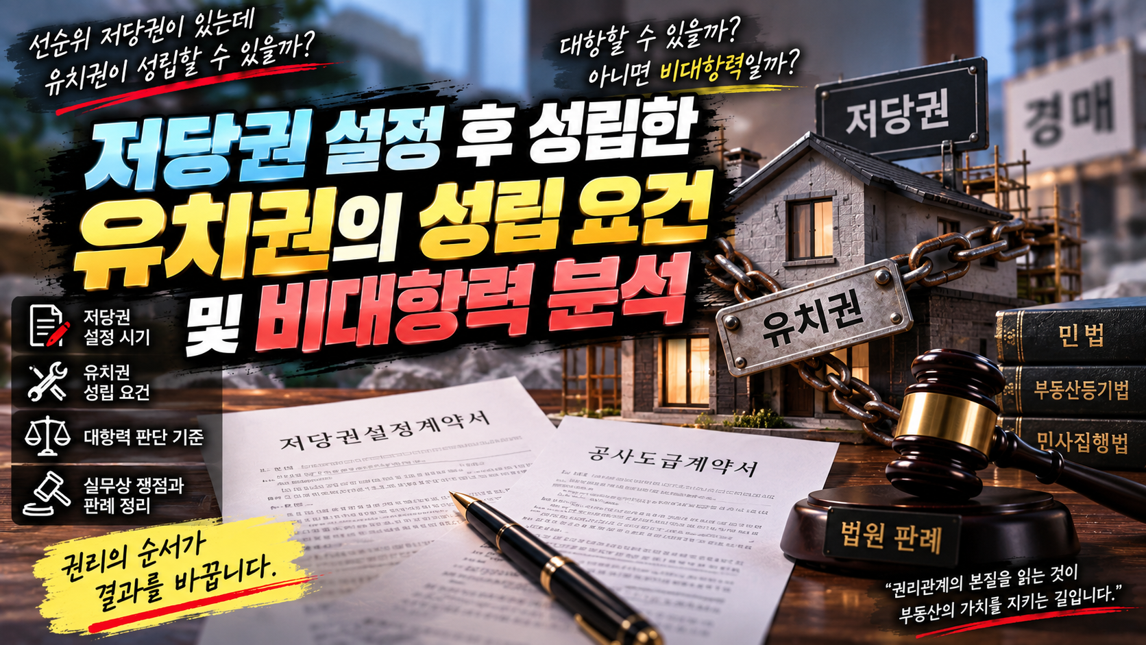 저당권과 유치권 성립요건 분석에 대한 썸네일